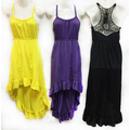 Solid Color Ruffle High Low Dresses w/Lace Back